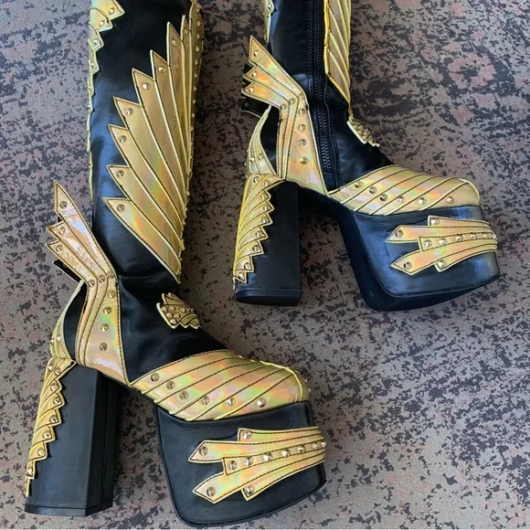 Last pair! New Dolls Kill Wrath of Goddess Knee Boots - Picture 4 of 11